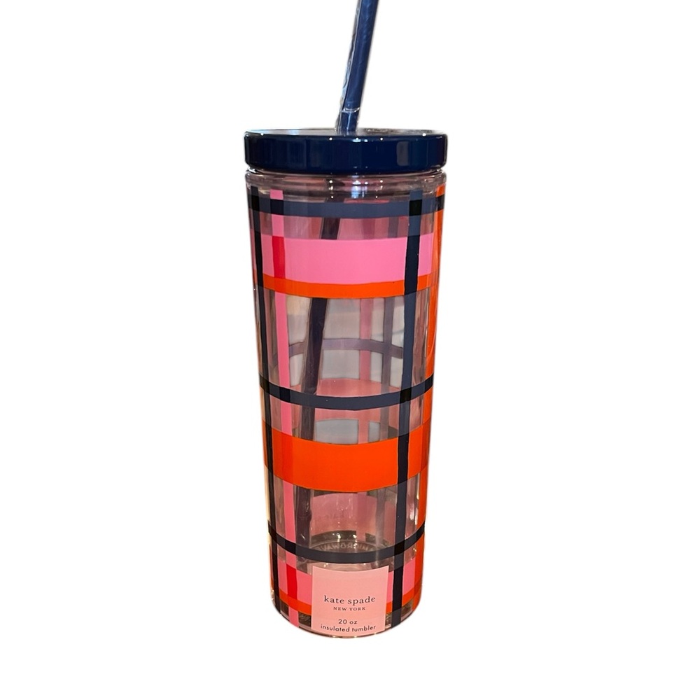 Kate Spade Spring Plaid 20 oz Tumbler (NWT)
